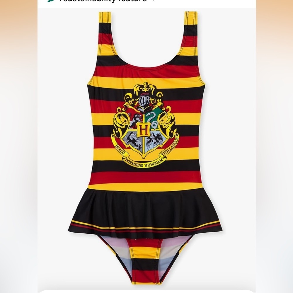 Harry Potter one piece stripes skirted swimsuit size 13-14 NEW